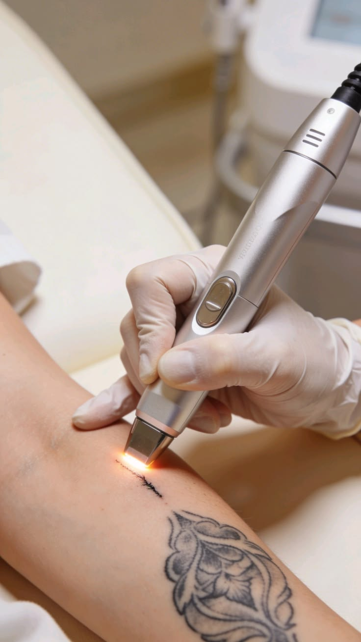 A plasma-frequency treatment pen with sealed disposable tips on folded cloth
